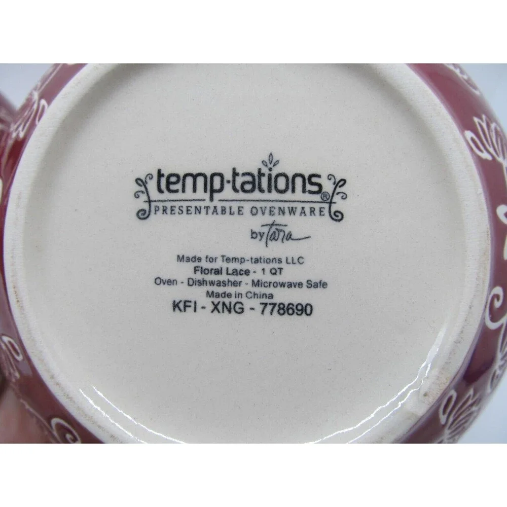 Temp-Tations by Tara Floral Lace 1 Qt & 1.5 QT. Round nesting bowls LidsSet of 2
